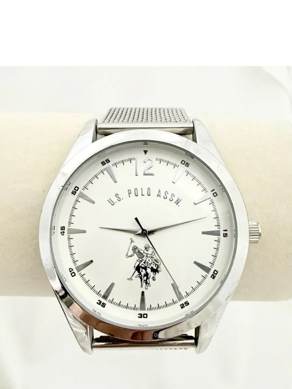 U.S. Polo Assn. Mesh Band Analog Display, Stainless Steel Case Back New Battery